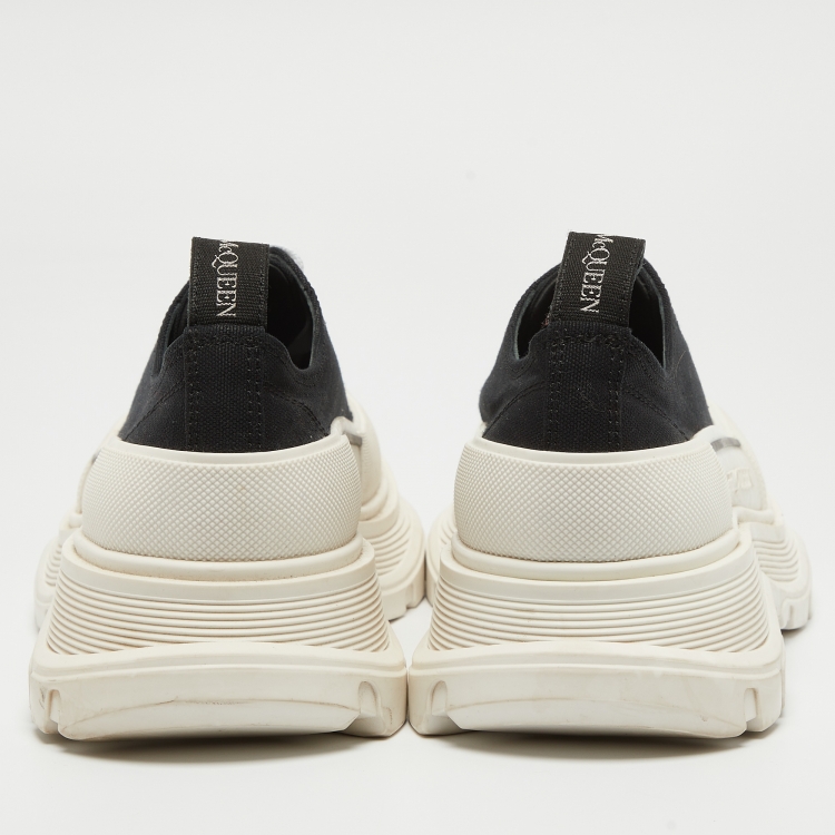 Pre Owned Alexander McQueen Black Canvas Tread Slick Sneakers Size 38