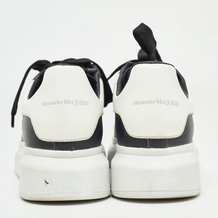 Pre Owned Alexander McQueen Black/White Leather Oversized Sneakers Size 38
