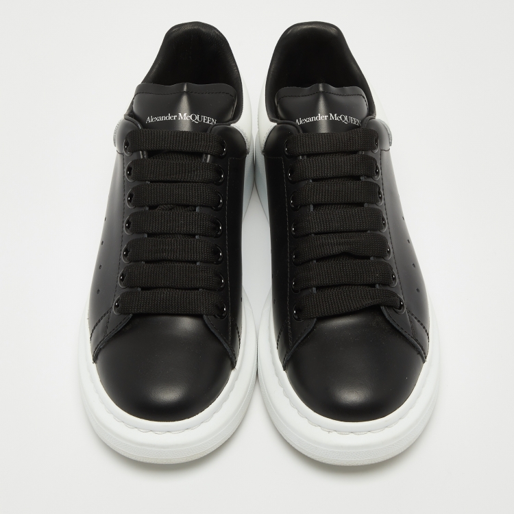 Pre Owned Alexander McQueen Black/White Leather Oversized  Sneakers Size 37.5