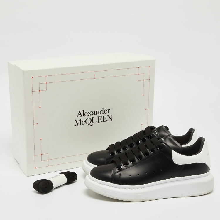 Pre Owned Alexander McQueen Black/White Leather Oversized  Sneakers Size 37.5