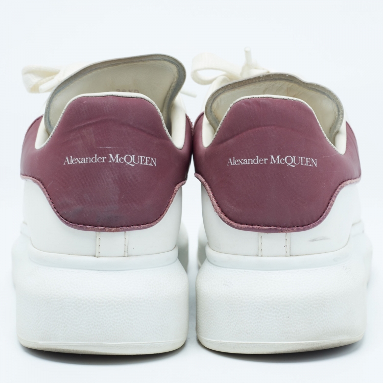 Pre Owned Alexander McQueen White/Purple Leather Larry Sneakers Size 38.5