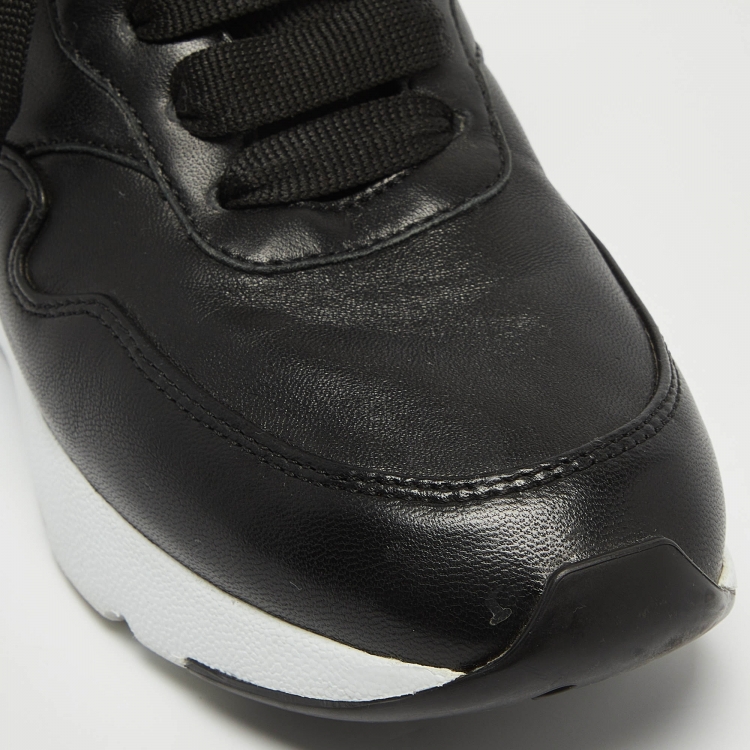 Pre Owned Alexander McQueen White/Black Leather Larry Sneakers Size 35.5