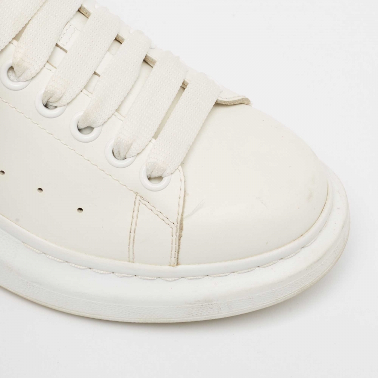 Pre Owned Alexander McQueen White Leather Oversized Low Top Sneakers Size 38