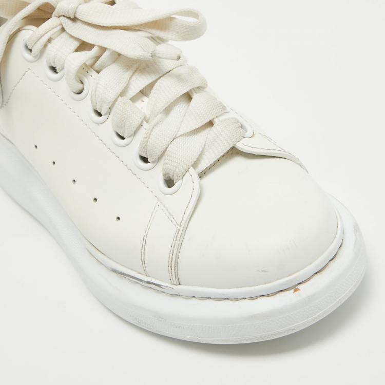 Pre Owned Alexander McQueen Off White Leather Larry Sneakers Size 37.5