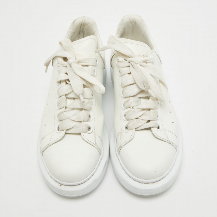 Pre Owned Alexander McQueen Off White Leather Larry Sneakers Size 37.5