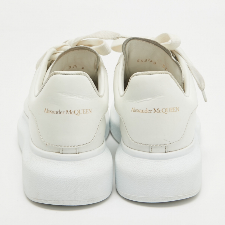 Pre Owned Alexander McQueen Off White Leather Larry Sneakers Size 37.5