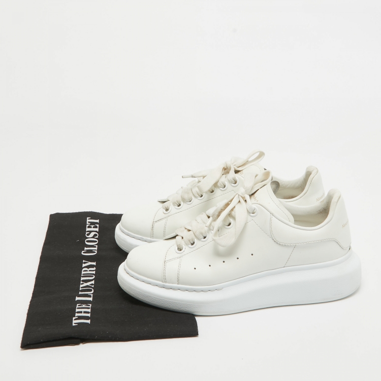 Pre Owned Alexander McQueen Off White Leather Larry Sneakers Size 37.5