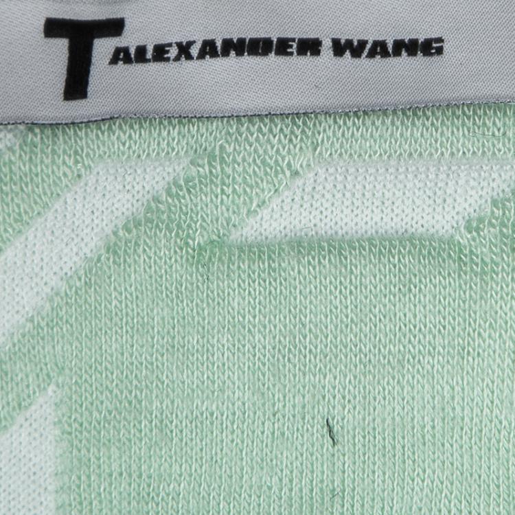 Pre Owned T by Alexander Wang Peppermint Green Jumbo Houndstooth Pattern Crop Top S 