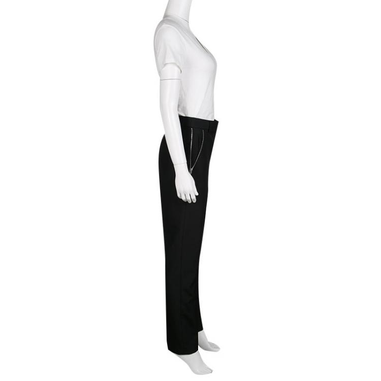 Pre Owned Alexander Wang Black Wool Zip Detail Tapered Cigarette Pants S