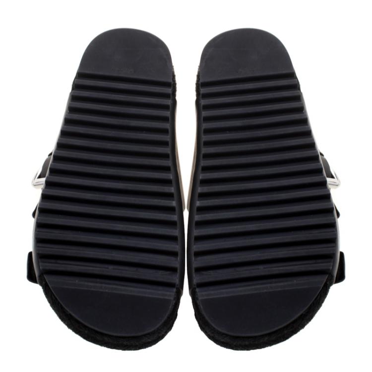 Pre Owned Alexander Wang Black Buckle Detail Leather Idina Espadrille Flat Sandals Size 40