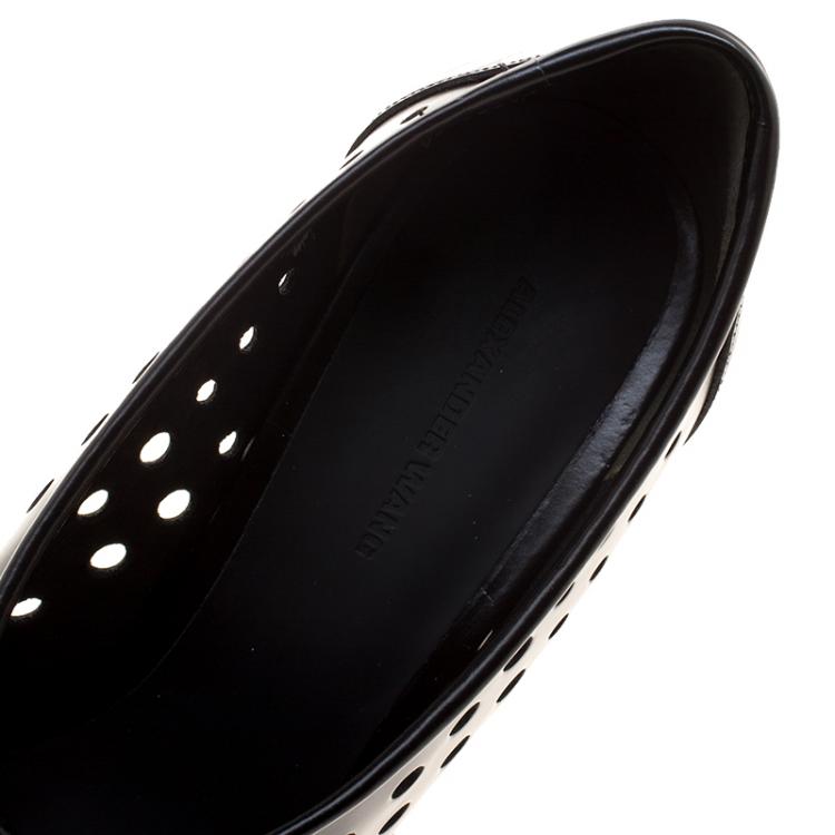 Pre Owned Alexander Wang Black Perforated Leather Magdalenda Cutout Ankle Booties Size 37