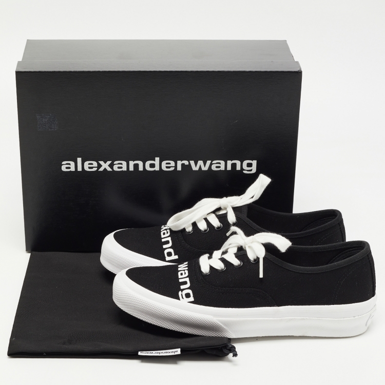 Pre Owned Alexander Wang Black Canvas Dropout Lace Up Sneakers Size 40