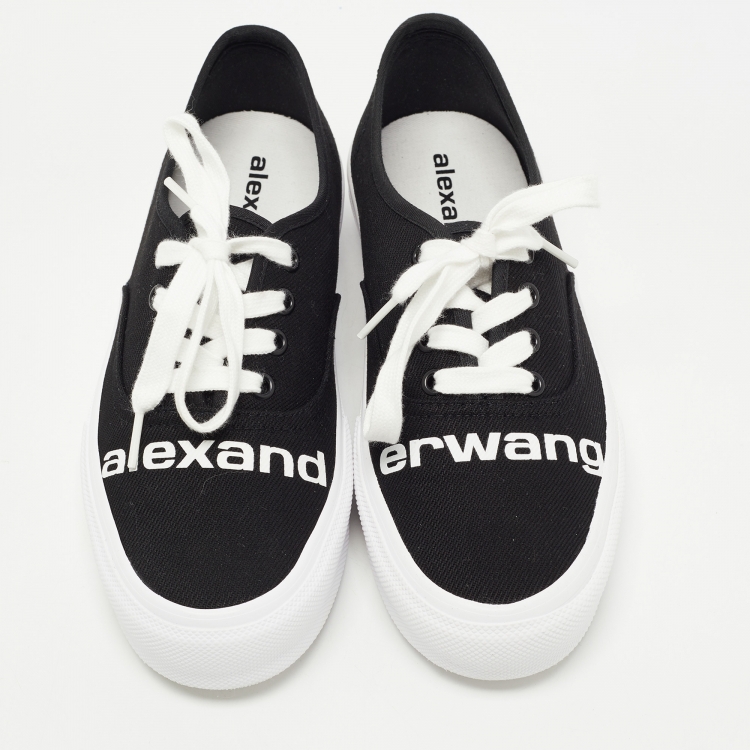 Pre Owned Alexander Wang Black Canvas Dropout Lace Up Sneakers Size 40