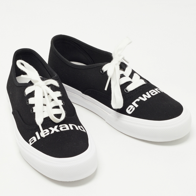 Pre Owned Alexander Wang Black Canvas Dropout Lace Up Sneakers Size 40