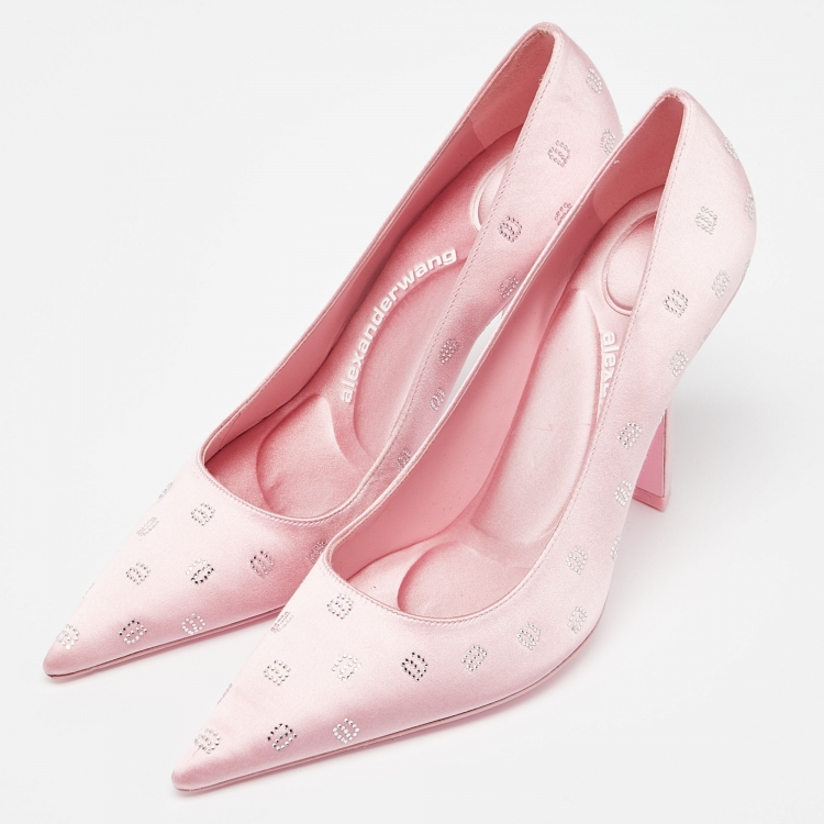 Pre Owned Alexander Wang  Satin Delphine 105 Pointed Toe Pumps Size 39