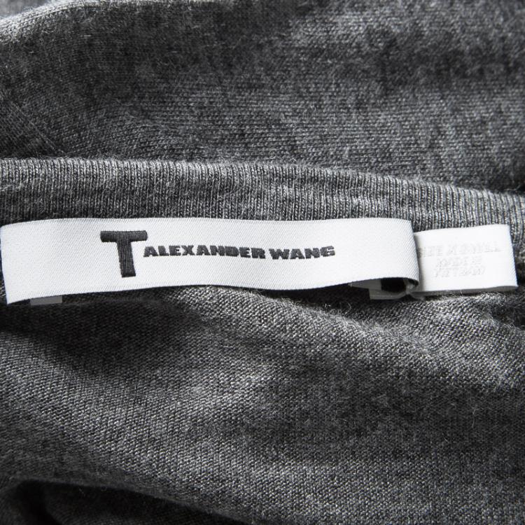 Pre Owned T by Alexander Wang Grey Melange Jersey Long Sleeve T-Shirt XS