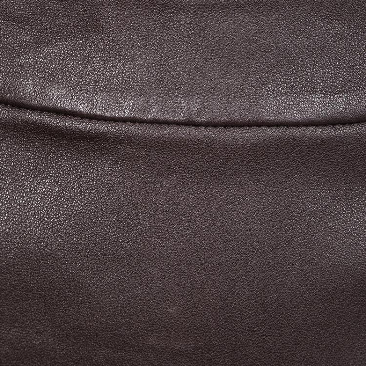 Pre Owned T by Alexander Wang Dark Brown Lambskin Leather Mini Skirt S