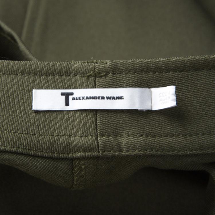 Pre Owned T By Alexander Wang Olive Green High Waist Cropped Pants S