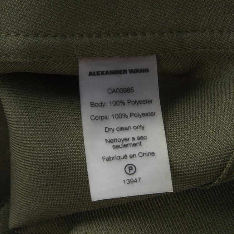 Pre Owned T By Alexander Wang Olive Green High Waist Cropped Pants S