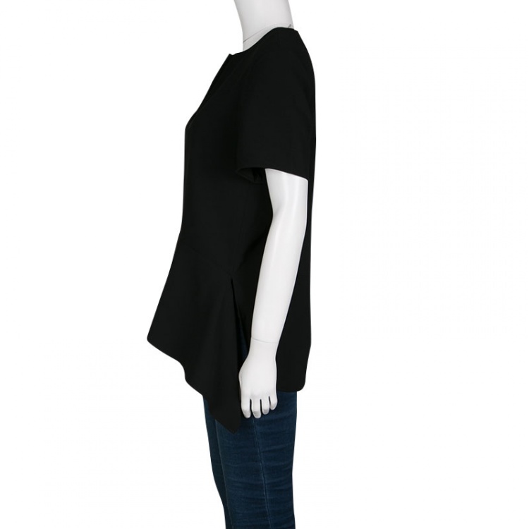 Pre Owned T by Alexander Wang Black Crepe Asymmetric Peplum Top M