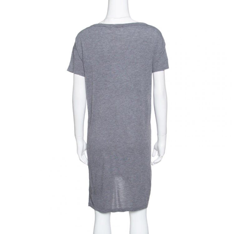 Pre Owned T by Alexander Wang Grey Cotton Short Sleeve T-Shirt Dress S