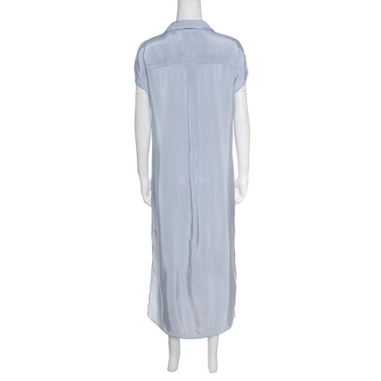 Pre Owned T by Alexander Wang Blue Striped Drop Shoulder Long Shirt Dress S