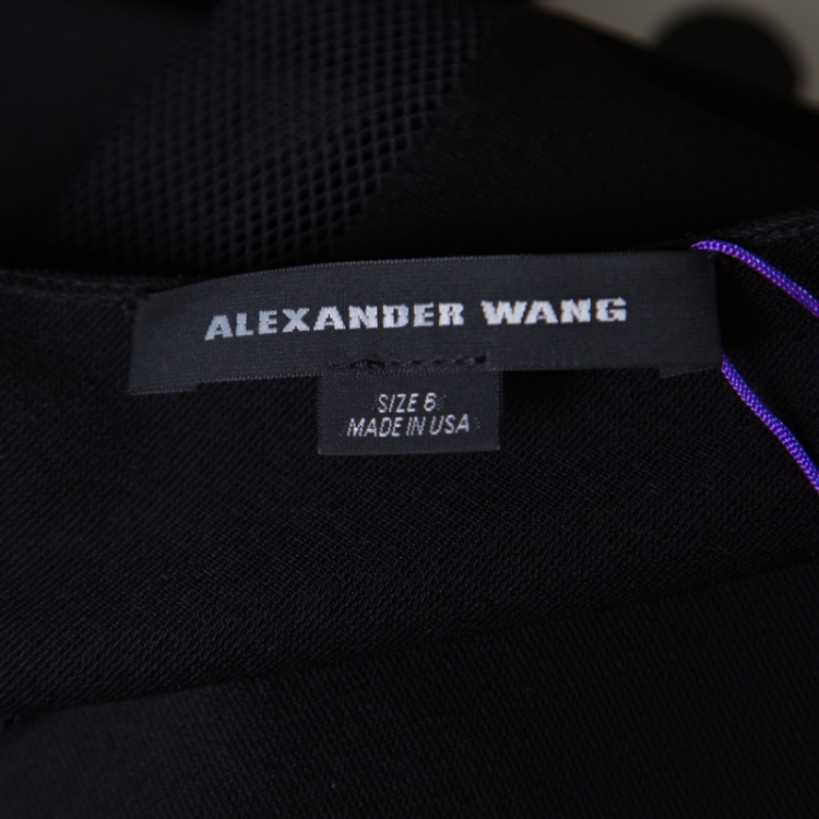 Pre Owned Alexander Wang Black Mesh Insert Bodycon Dress M