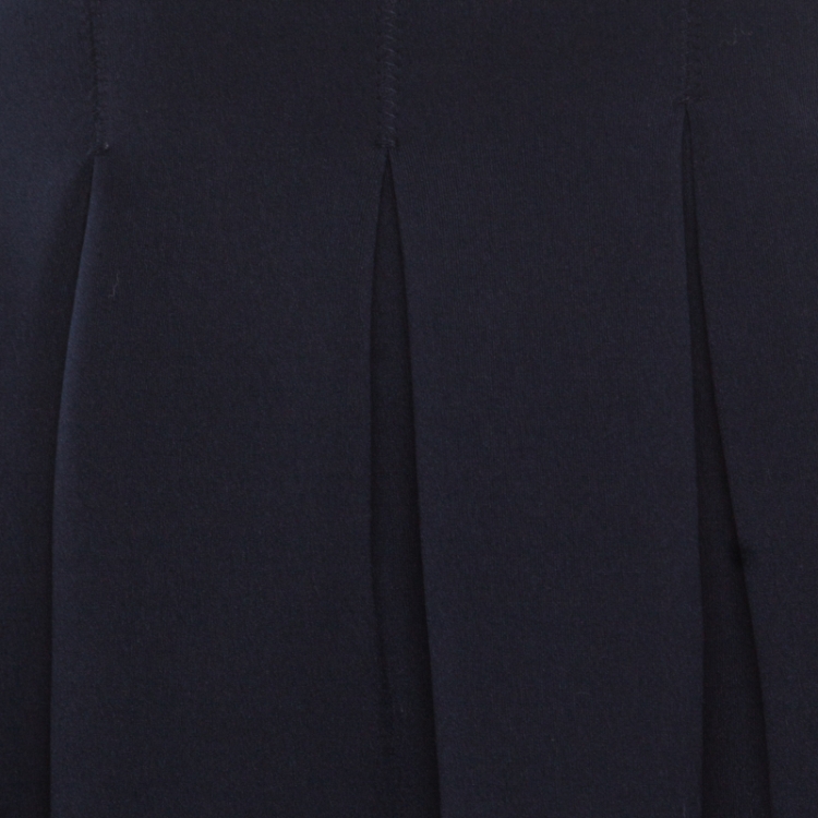 Pre Owned T by Alexander Wang Navy Blue Box Pleated Neoprene Flared Dress XS