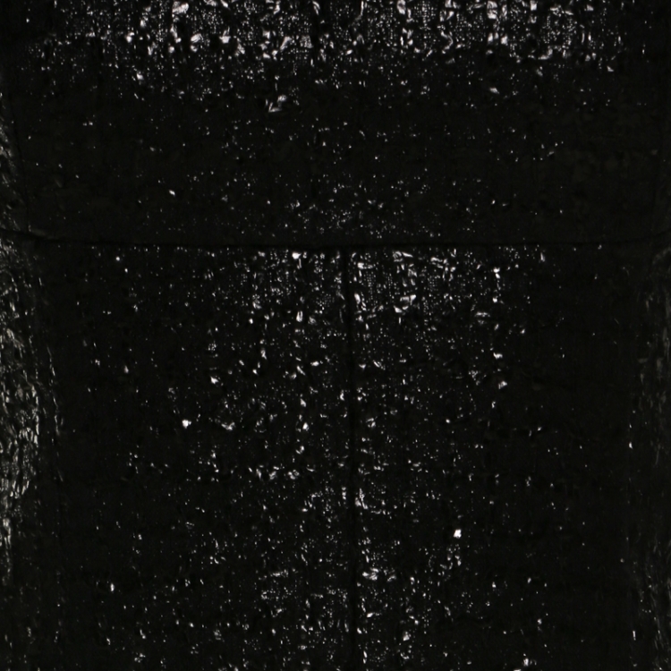 Pre Owned Alexander Wang Metallic Black Cotton Blend Tweed Chain Strap Detail Mini Dress S