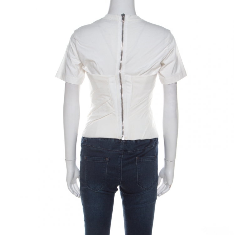 Pre Owned Alexander Wang White Cotton Draped Bustier T Shirt S 