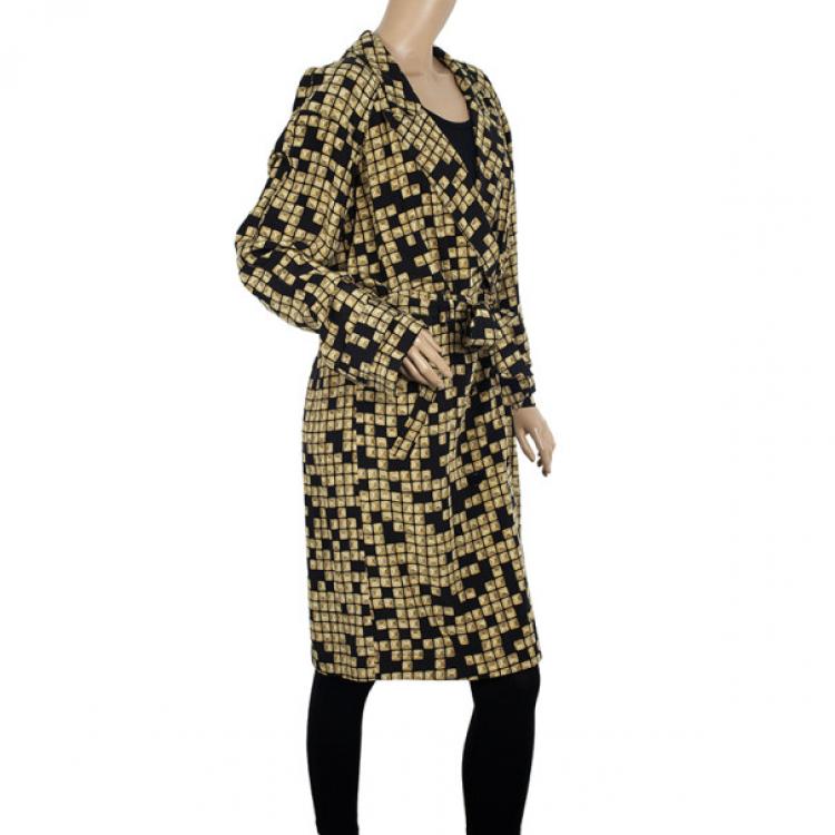 Pre Owned Alexander Wang Stud Print Silk Classic Trench Coat M