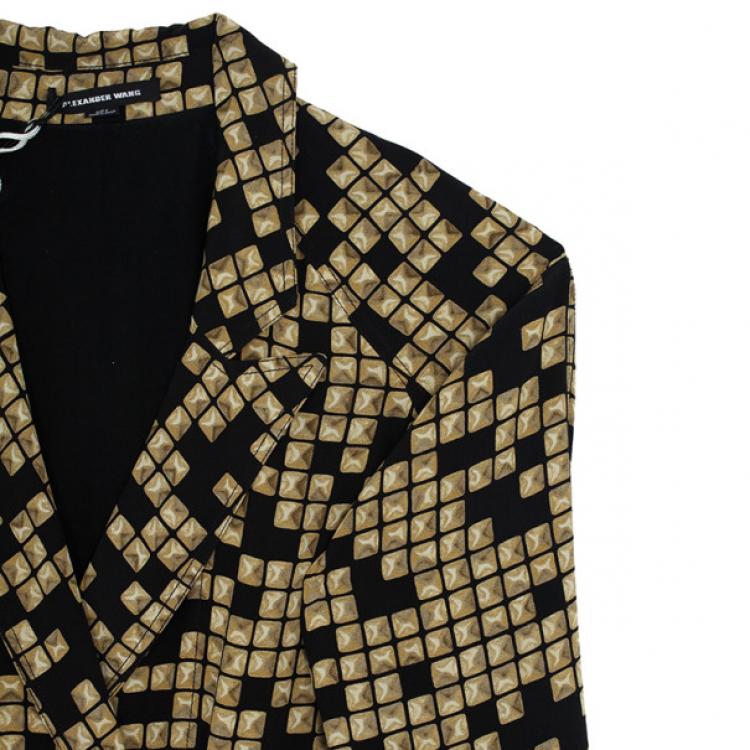 Pre Owned Alexander Wang Stud Print Silk Classic Trench Coat M
