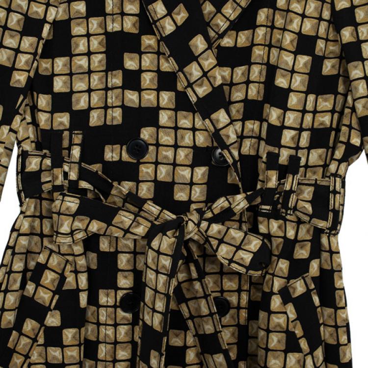 Pre Owned Alexander Wang Stud Print Silk Classic Trench Coat M