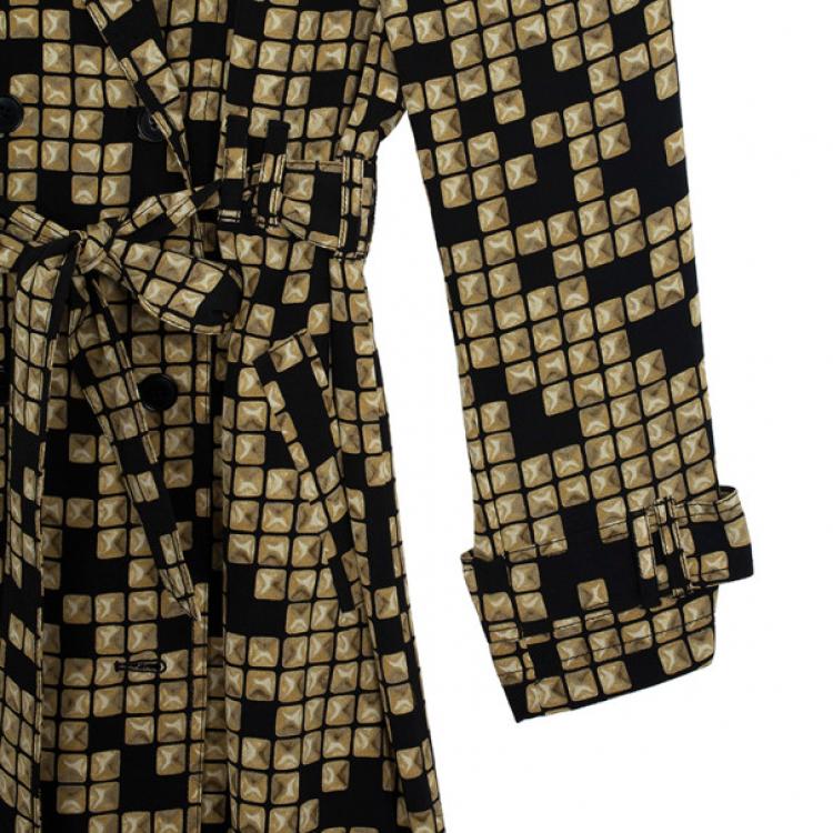 Pre Owned Alexander Wang Stud Print Silk Classic Trench Coat M