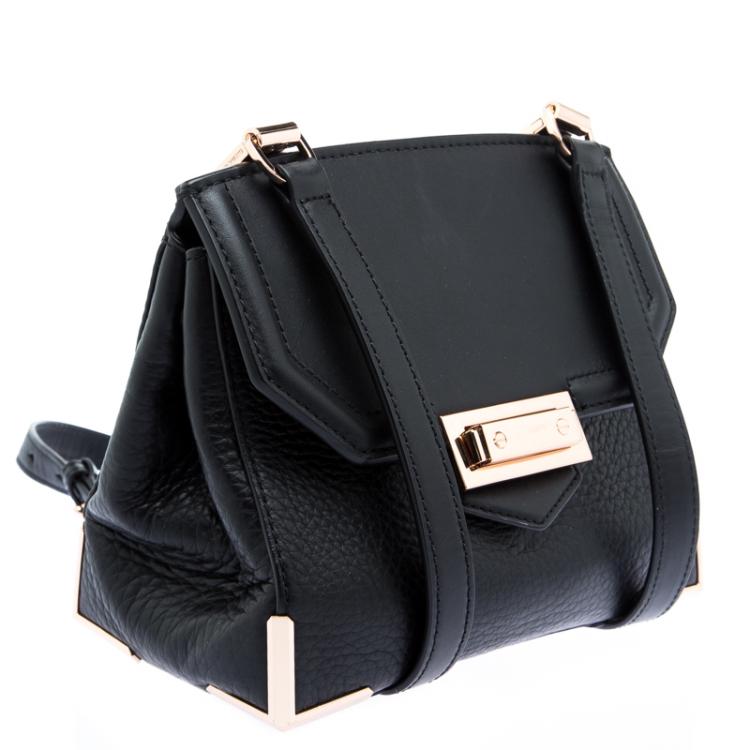 Pre Owned Alexander Wang Black Pebbled Leather Marion Crossbody Bag 