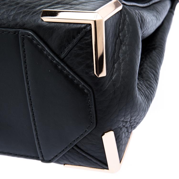 Pre Owned Alexander Wang Black Pebbled Leather Marion Crossbody Bag 