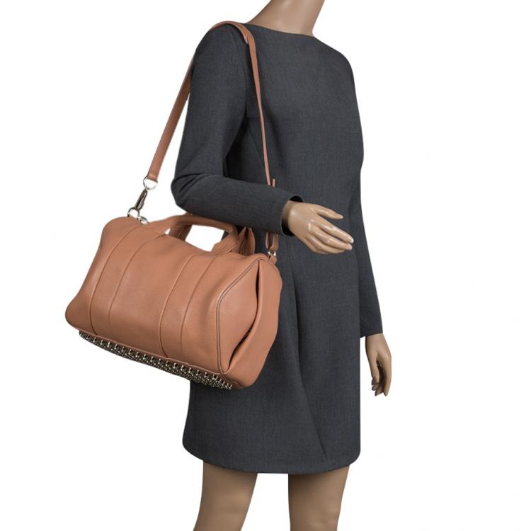 Pre Owned Alexander Wang Peach Pebbled Leather Rocco Duffel Bag