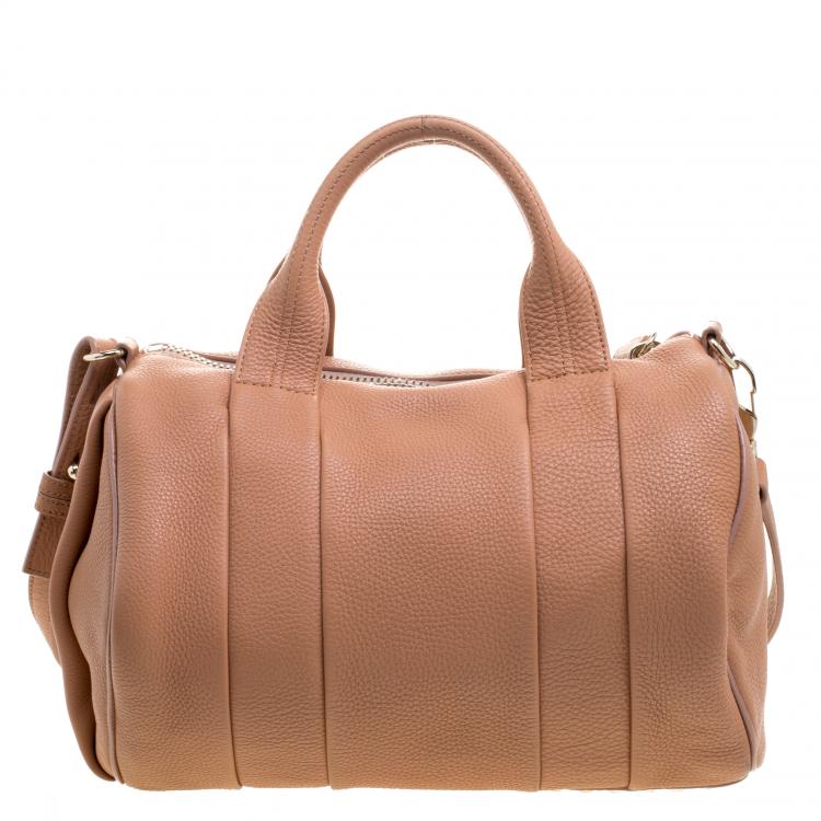 Pre Owned Alexander Wang Peach Pebbled Leather Rocco Duffel Bag