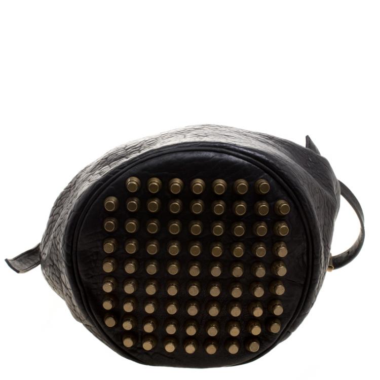 Pre Owned Alexander Wang Black Textured Leather Diego Bucket Bag