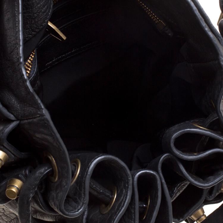 Pre Owned Alexander Wang Black Textured Leather Diego Bucket Bag