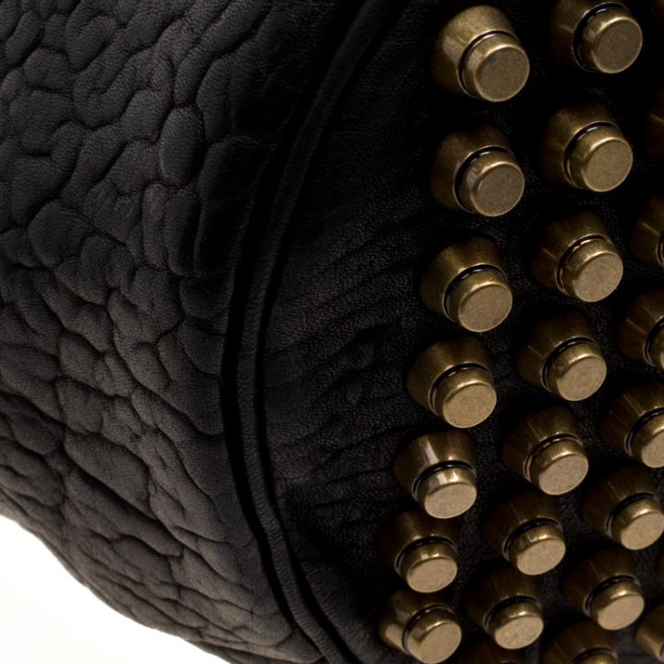 Pre Owned Alexander Wang Black Textured Leather Diego Bucket Bag
