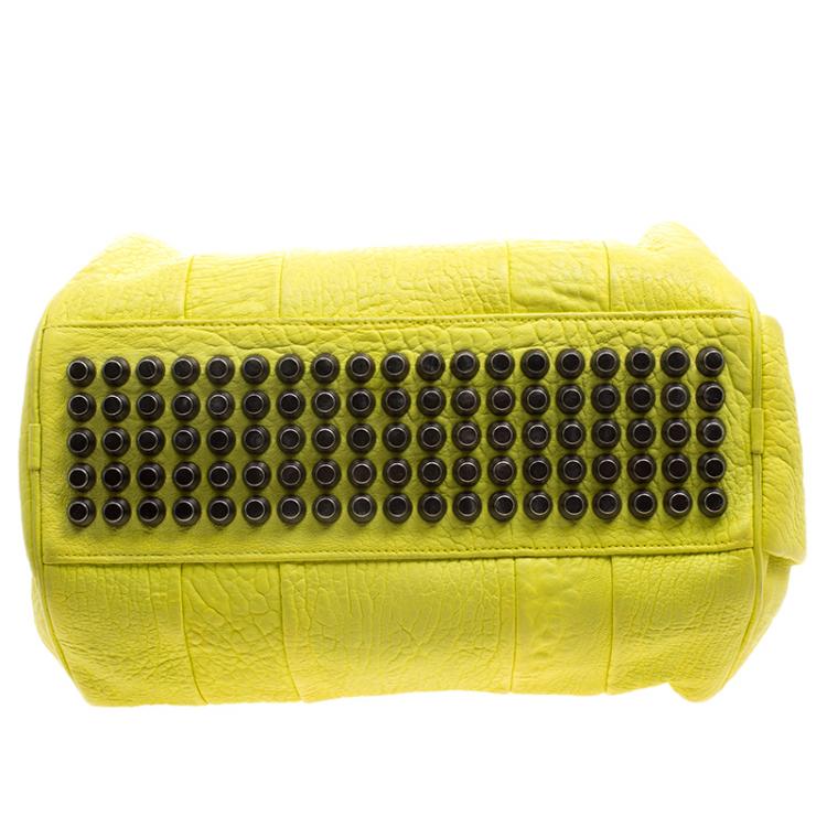 Pre Owned Alexander Wang Yellow Pebbled Leather Rocco Duffel Bag