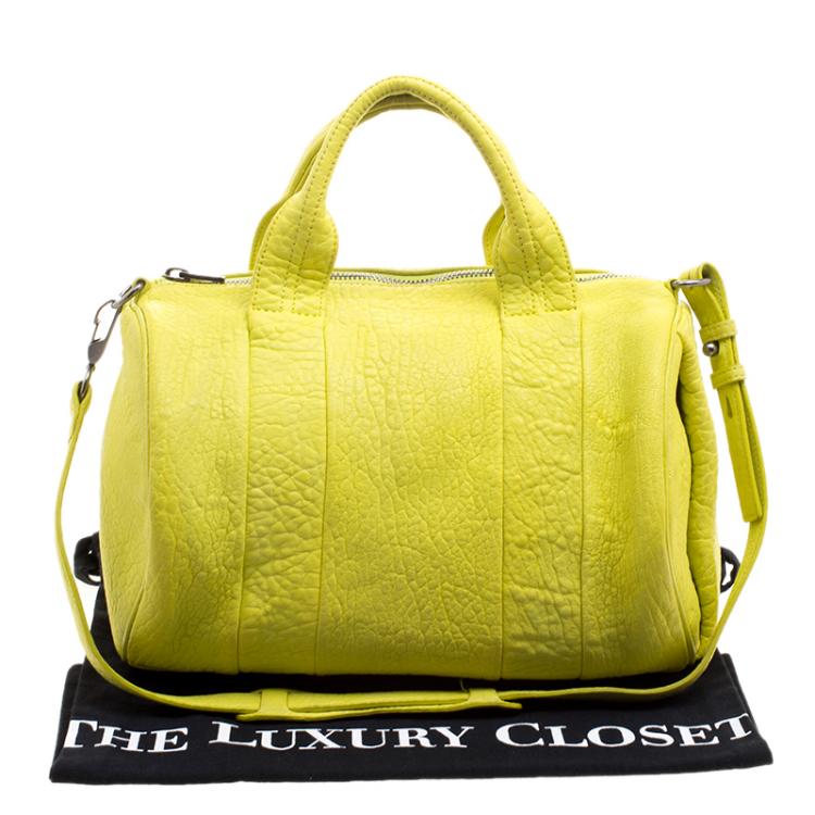 Pre Owned Alexander Wang Yellow Pebbled Leather Rocco Duffel Bag