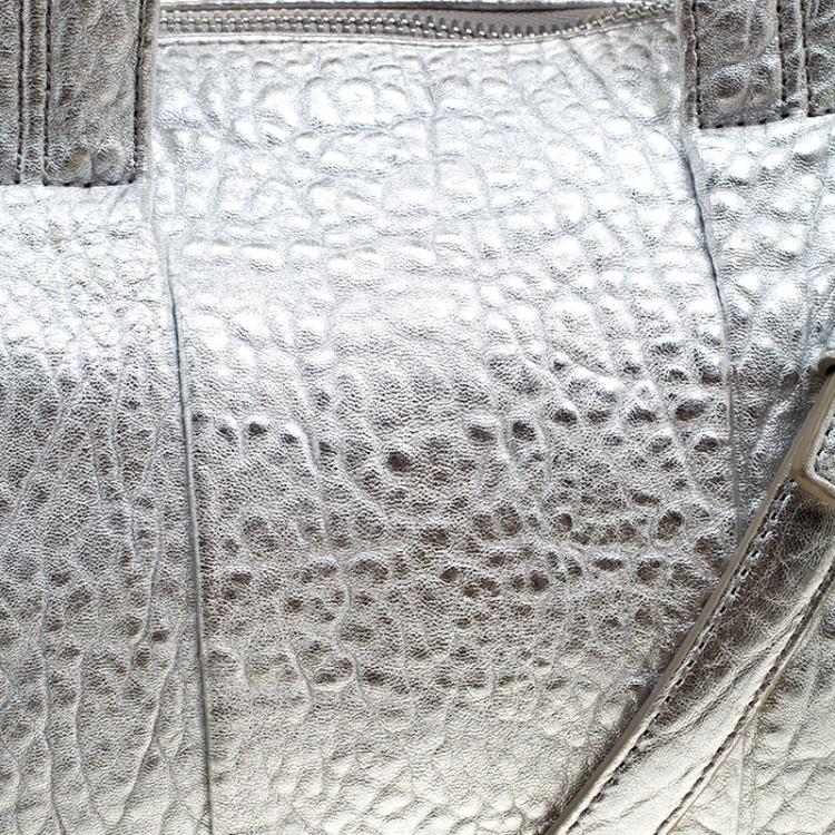 Pre Owned Alexander Wang Silver Pebbled Leather Rocco Duffel Bag