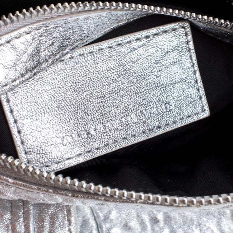Pre Owned Alexander Wang Silver Pebbled Leather Rocco Duffel Bag