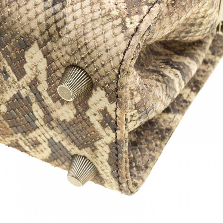 Pre Owned Alexander Wang Beige/Black Python Embossed Leather Top Handle Box Bag 