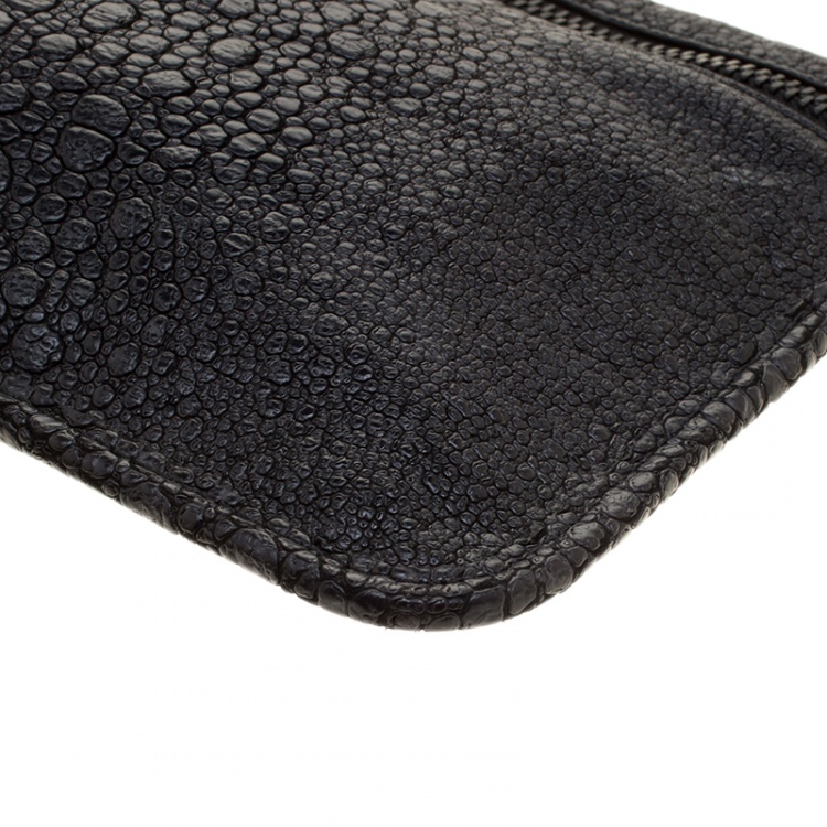 Pre Owned Alexander Wang Black Embossed Leather Prima Wristlet Pouch