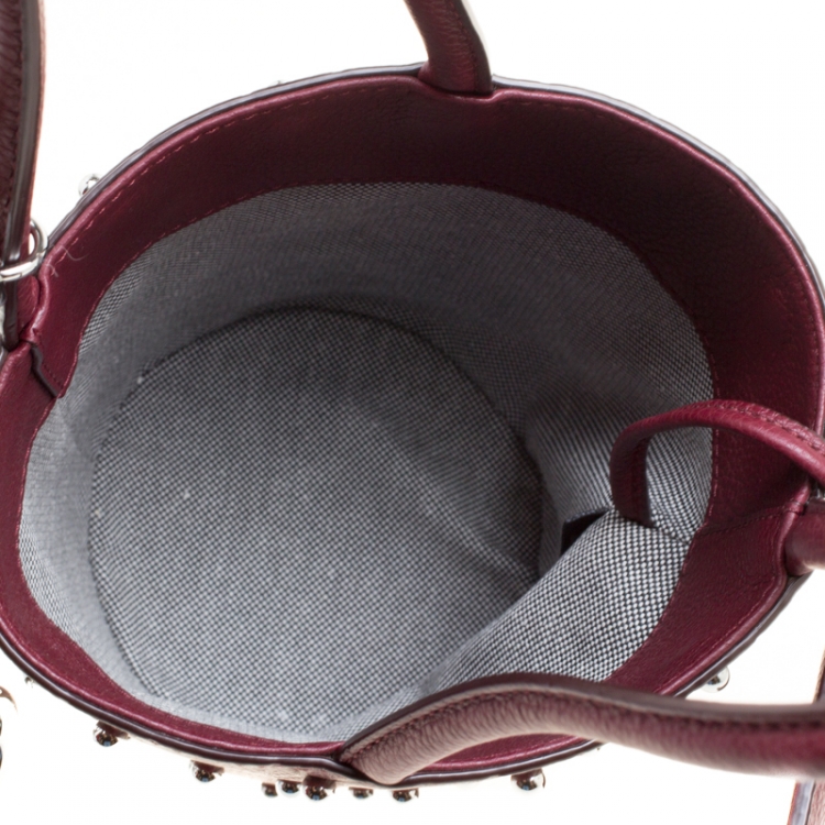 Pre Owned Alexander Wang Burgundy Leather Mini Runway Roxy Studded Bucket Bag