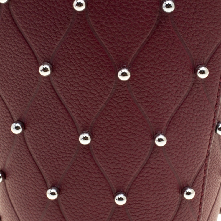 Pre Owned Alexander Wang Burgundy Leather Mini Runway Roxy Studded Bucket Bag