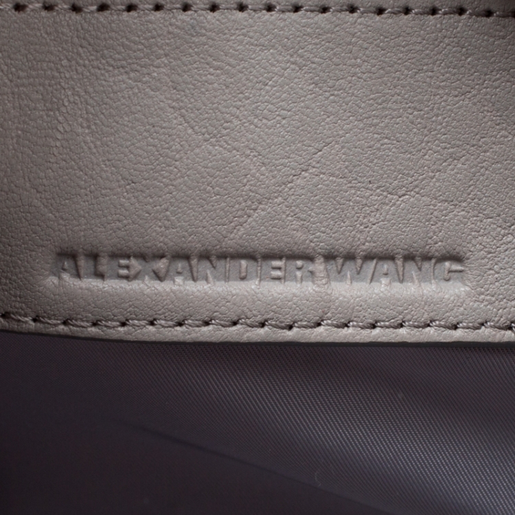 Pre Owned Alexander Wang Grey Textured Leather Rocco Top Handle Bag